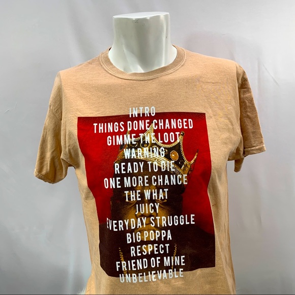 The notorious B.I.G Women's T-Shirt big poppa Tan Short Sleeve NWT All Sizes - Picture 2 of 2
